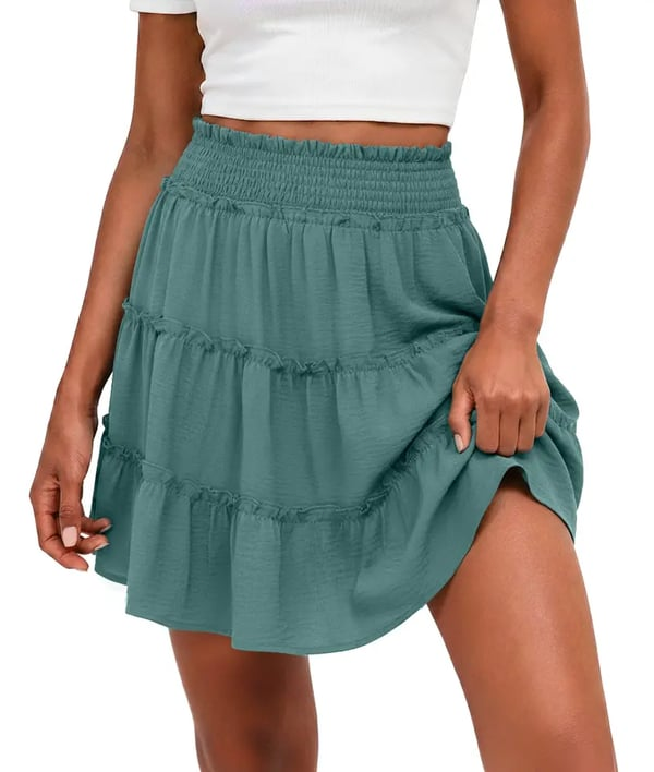 ⏰Limited Hot Sales - Just £13.99🔥55K+ SOLD!✨Women’s Elastic High Waist Tiered Ruffle Skort
