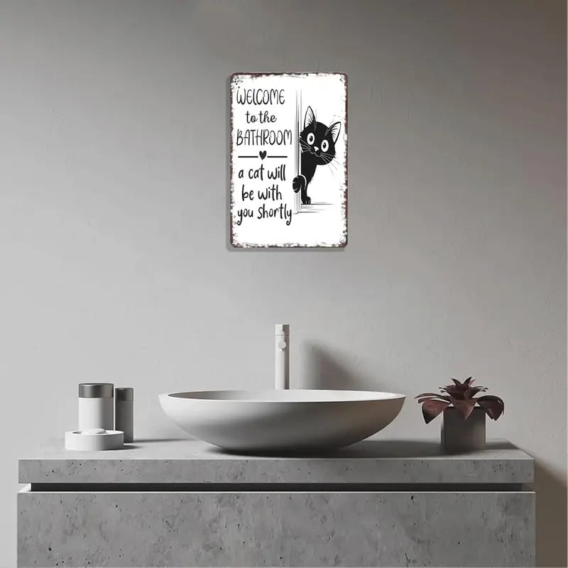 Vintage Black & White Cat Wall Art