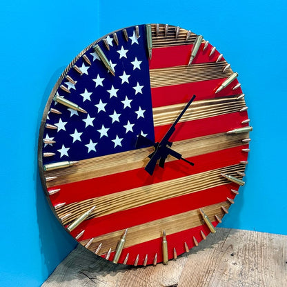 Rustic USA Simulated Military Clock Wall Art