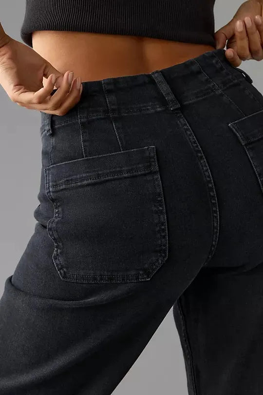 🍂Tummy Control Cropped Wide-Leg Jeans👖