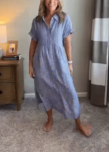🔥HOT SALE70% OFF🔥Striped Shirt Dress with Pockets—Effortless Style and Functionality