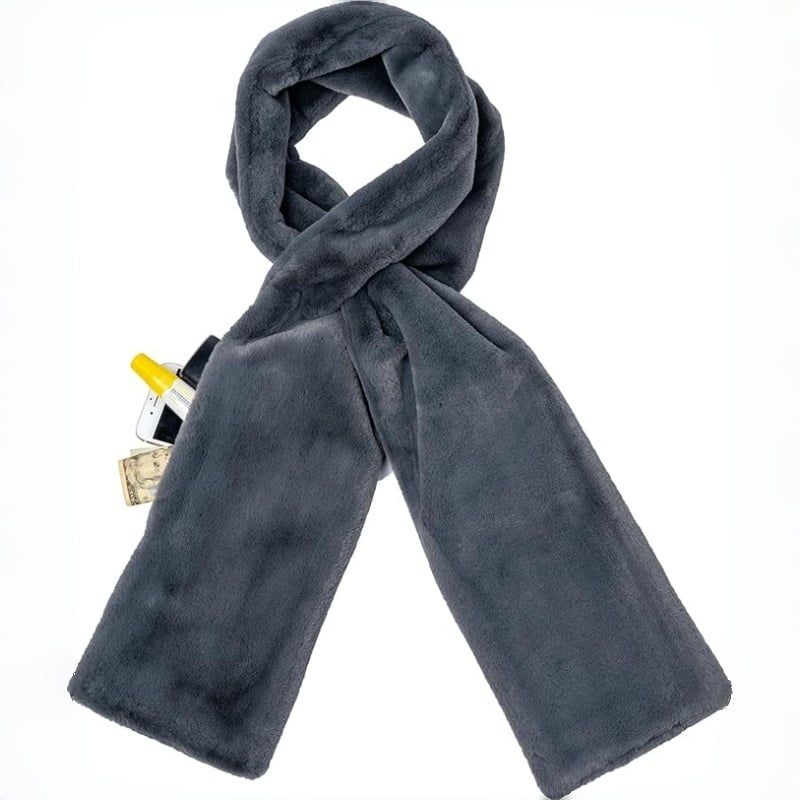 🎅Christmas Special Deals £10.99!!⚡50K+ SOLD!🧣Ultra-Soft Faux Fur Pull-Through Scarf with Secret Zipper Pocket