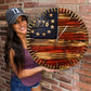Rustic USA Simulated Military Clock Wall Art