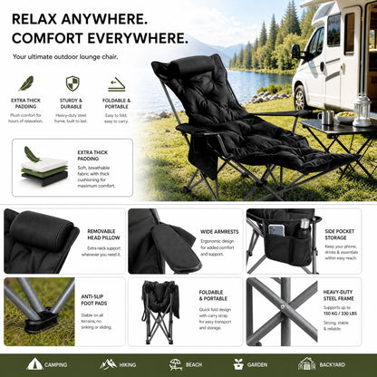 🪑 Portable Adjustable Folding Outdoor Chair – Lightweight, Sturdy & Versatile – Ideal for the Garden, Camping, the Beach, or the Patio – Easy to Carry and Set Up 🏕️✨