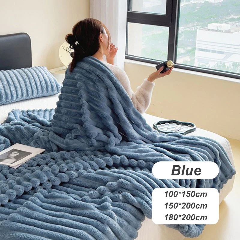 ⏳LAST DAY SPECIAL PRICE: ￡11.99!!🎁Super Soft Fur Ribbed Fleece Throw Blanket⛄🔥