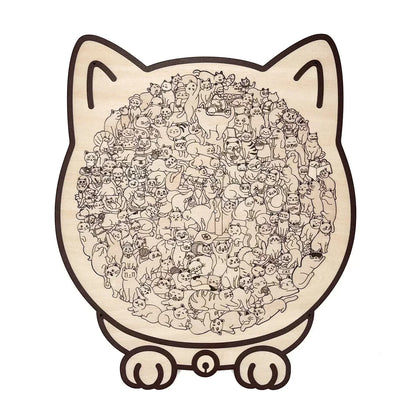 🎁Christmas Sale 50% OFF🎅135-Piece Morandi-Colored Cat Shaped Wooden Jigsaw Puzzle