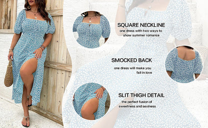 💗Summer Specials-60% OFF💗Plus-size Short Sleeve Split Floral Print Dress