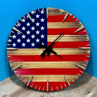 Rustic USA Simulated Military Clock Wall Art