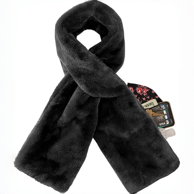 🎅Christmas Special Deals £10.99!!⚡50K+ SOLD!🧣Ultra-Soft Faux Fur Pull-Through Scarf with Secret Zipper Pocket