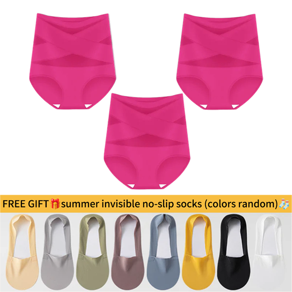 💖Last Day-Buy 1 Get 3 Packs💖Plus-Size High-Waist Cross Tummy Control Panties
