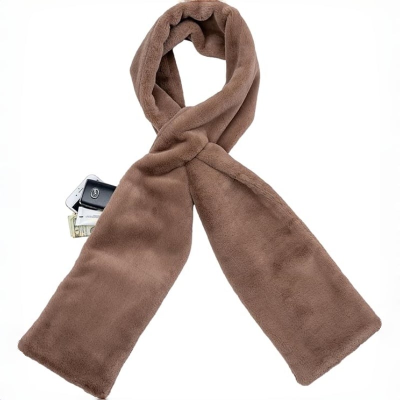 🎅Christmas Special Deals £10.99!!⚡50K+ SOLD!🧣Ultra-Soft Faux Fur Pull-Through Scarf with Secret Zipper Pocket