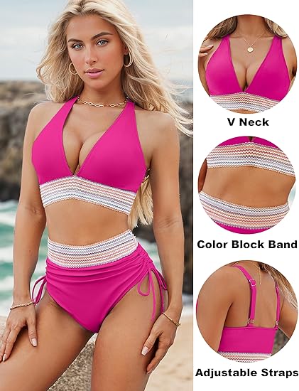 ⏳Last Day Promotion 60% OFF⛱️2026 High Waisted Tummy Control Color Block Bikini Sets