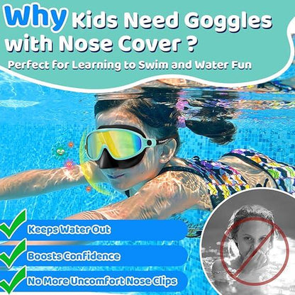 🔥LIMITED SALE 50% OFF!!🏆#1 Bestselling🏊‍♀️HD children's large frame waterproof and anti-fog swimming goggles
