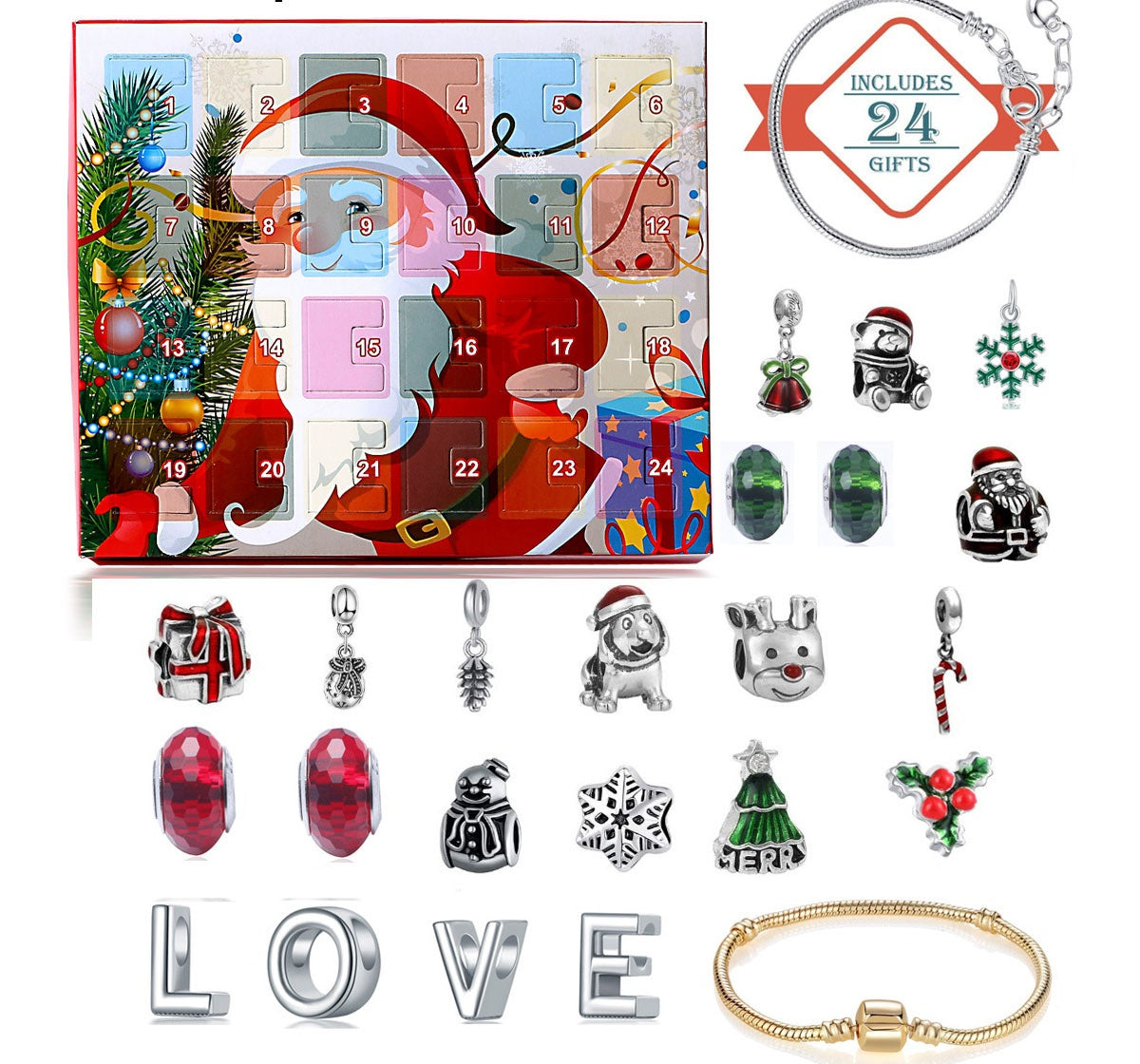 🎅Early Xmas Sale 46% OFF💥DIY 24 Days Christmas Countdown Calendar Bracelets Set