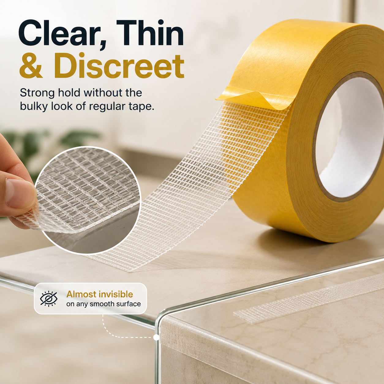 Heavy Duty Mesh Double Sided Tape | No Drill Damage-Free DIY For UK Homes