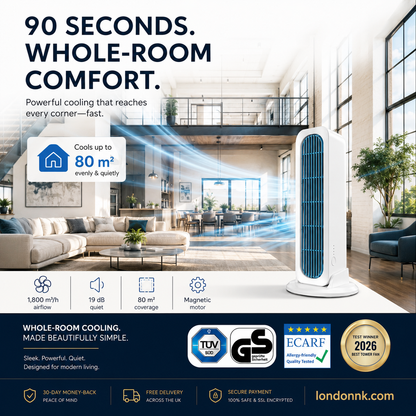❄️【Cool the Entire Room in 90 Seconds】Tower Fan—an air conditioner that can be used in both upright and horizontal positions