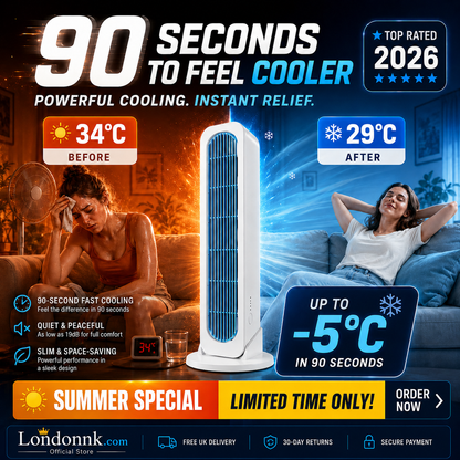 ❄️【Cool the Entire Room in 90 Seconds】Tower Fan—an air conditioner that can be used in both upright and horizontal positions