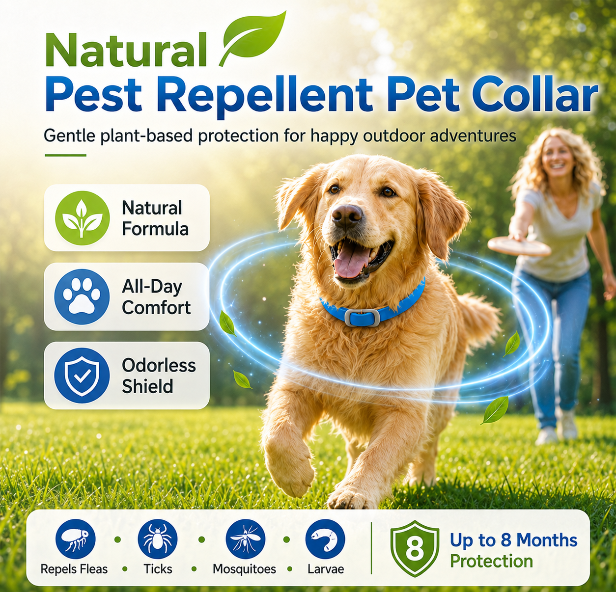 ⏰LIMITED TIME 50% OFF!🔥50K+ SOLD! Natural Essential Oil Pet Pest Repellent Collar - Adjustable Fit & Lightweight