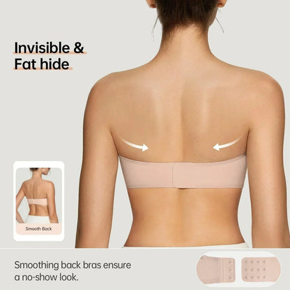 ⛱️Last Day Special Price ￡7.99!!💞Womens Strapless Bras Push Up Bandeau Bra Non Slip Wireless Supportive Padded Bras Seamless Comfortable Tube Jelly Bra