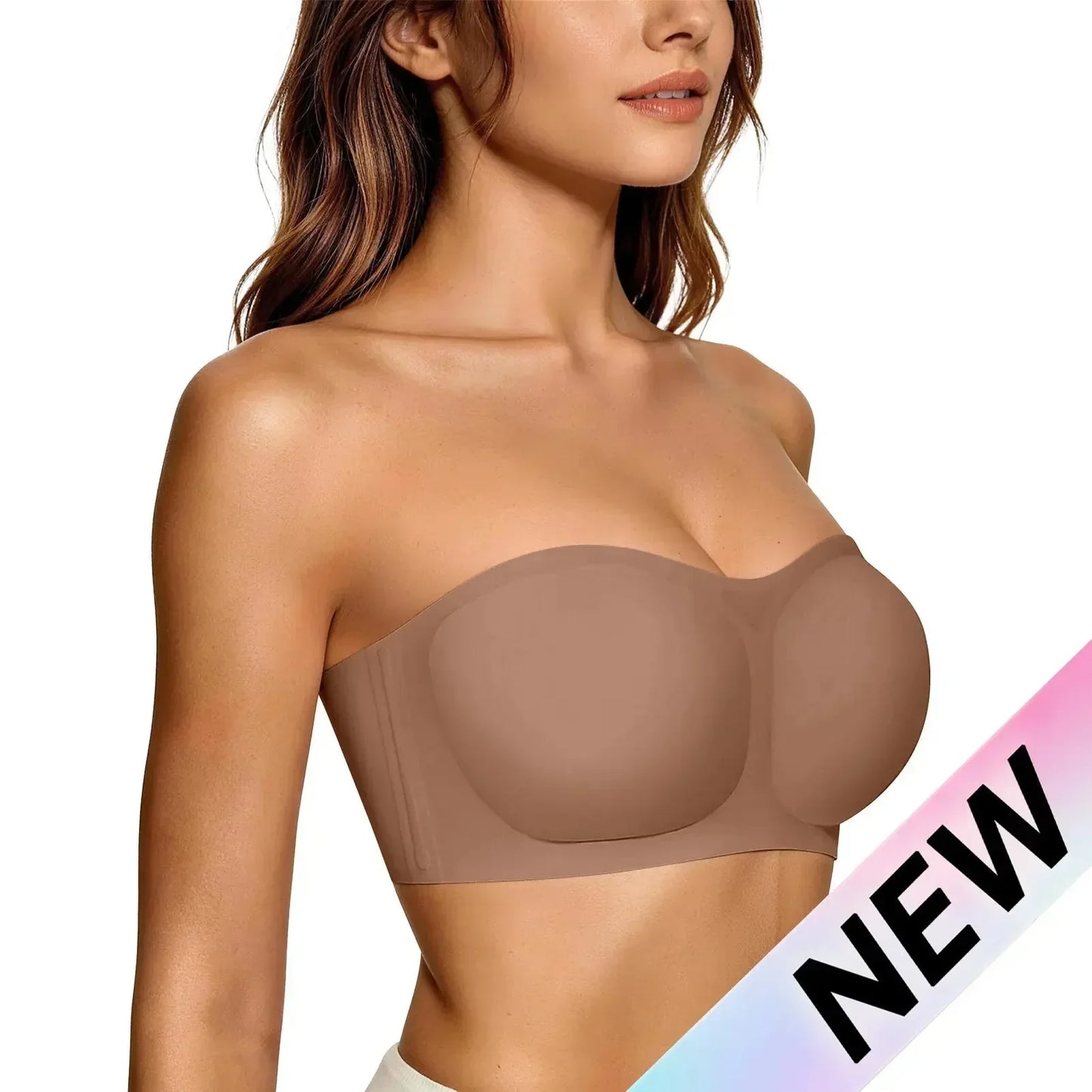 ⛱️Last Day Special Price ￡7.99!!💞Womens Strapless Bras Push Up Bandeau Bra Non Slip Wireless Supportive Padded Bras Seamless Comfortable Tube Jelly Bra