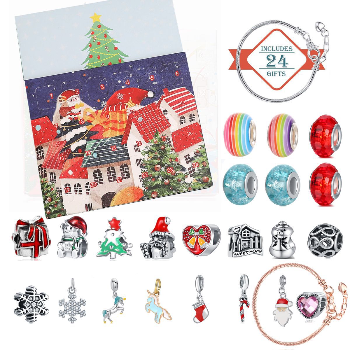 🎅Early Xmas Sale 46% OFF💥DIY 24 Days Christmas Countdown Calendar Bracelets Set