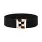 【Factory direct sales】Women's Vintage Gold Buckle High Elastic Leather Belt