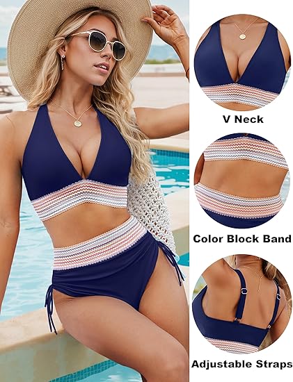 ⏳Last Day Promotion 60% OFF⛱️2026 High Waisted Tummy Control Color Block Bikini Sets