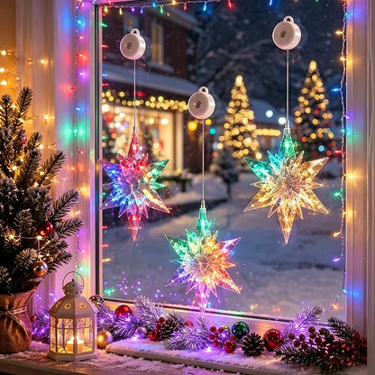 ⏳LAST DAY SALE ONLY ￡7.99!!🎄❄️ DIY Christmas Snowflake Suction Cup LED Lights ✨ | Battery Operated, Warm & Multi-Colour, Window Suction Lights, Christmas Home & Party Decor