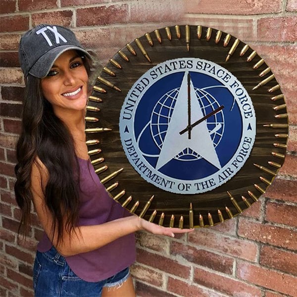 Rustic USA Simulated Military Clock Wall Art