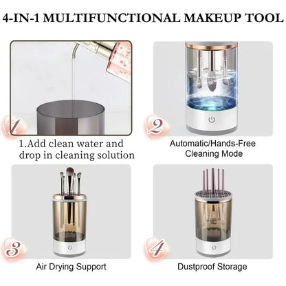 💖 60% OFF! ✨ AUTOMATIC MAKEUP BRUSH CLEANER - Deep Cleaning in 3 Minutes, Compact & Portable for Travel, USB Charging with Quiet Operation 🌸🚿