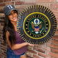 Rustic USA Simulated Military Clock Wall Art