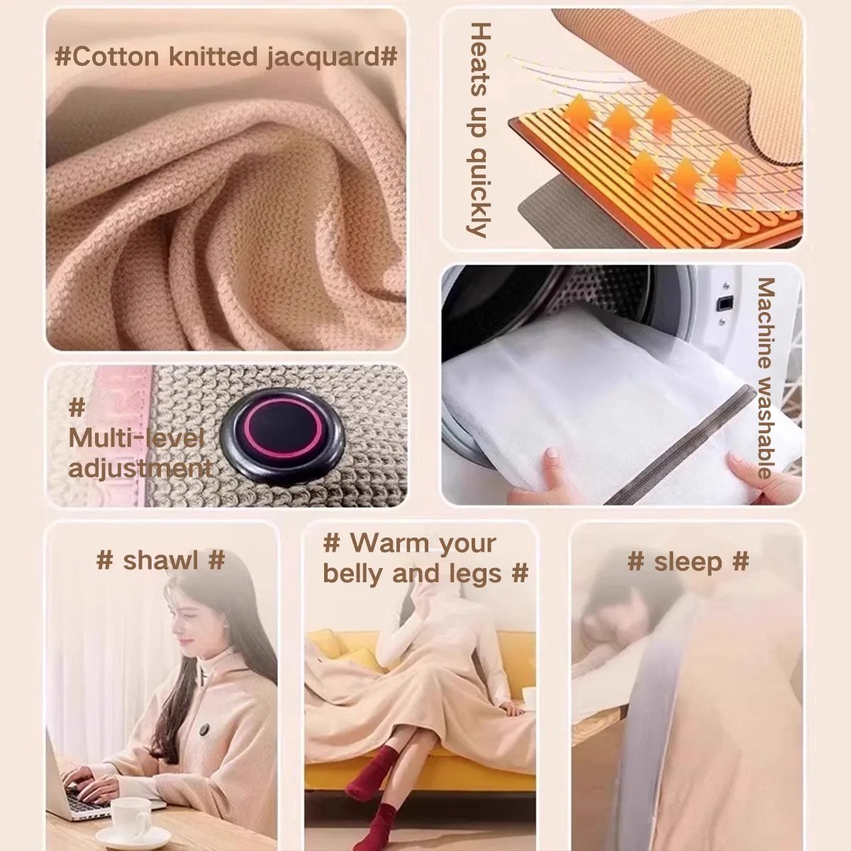 🎅Best Winter Gifts 🔥Portable Heated Shawl – Stay Warm Anywhere, Anytime ( Free Shipping)
