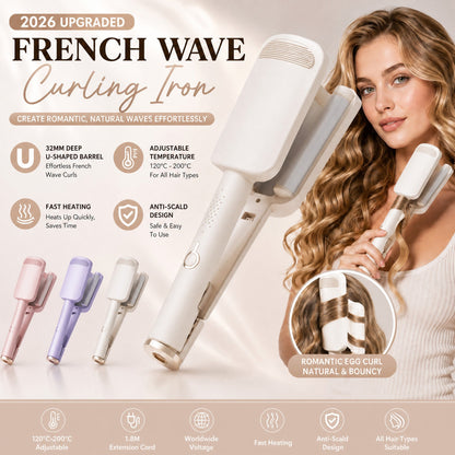 🌸 LIMITED-TIME 50% OFF! ✨ 32MM Wavy Hair Curler – Big Bouncy Curls, 4 Adjustable Heat Settings & Negative Ion Care – Salon-Quality Styling at Home 💇‍♀️