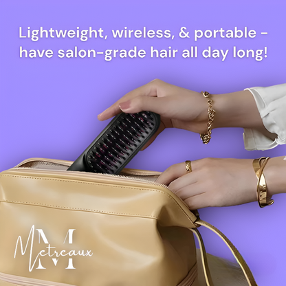 🔥NEW YEAR SALE £13.99!!⚡50K+ SOLD!💁‍♀️Wireless Ceramic Heating Hair Straightening Hairbrush