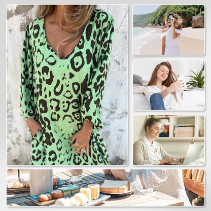 🔔 Festive Season Special: Chill with 78% OFF! 🎄V-Neck Printed Flowy Dress with Pockets