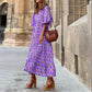 🌸50% OFF🌸Women's Elegant Puff Sleeve Floral Boho Maxi Dress