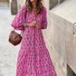 🌸50% OFF🌸Women's Elegant Puff Sleeve Floral Boho Maxi Dress
