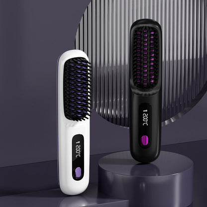🔥NEW YEAR SALE £13.99!!⚡50K+ SOLD!💁‍♀️Wireless Ceramic Heating Hair Straightening Hairbrush