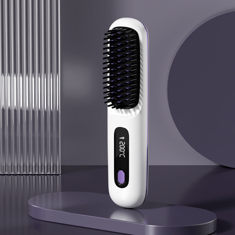🔥NEW YEAR SALE £13.99!!⚡50K+ SOLD!💁‍♀️Wireless Ceramic Heating Hair Straightening Hairbrush