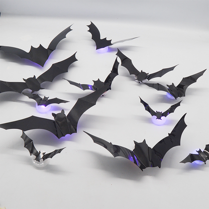 🏆Surprise Price: Only £8.99!!!🦇Halloween 3D Bat LED Wall Light Decor