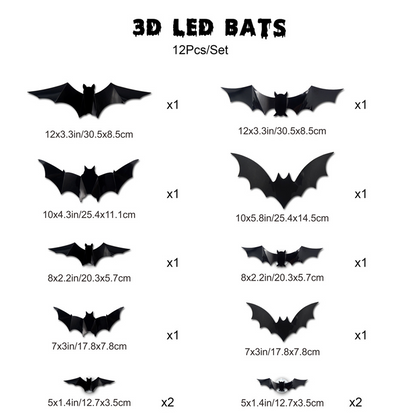 🏆Surprise Price: Only £8.99!!!🦇Halloween 3D Bat LED Wall Light Decor