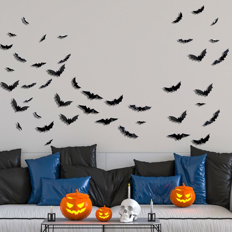 🏆Surprise Price: Only £8.99!!!🦇Halloween 3D Bat LED Wall Light Decor
