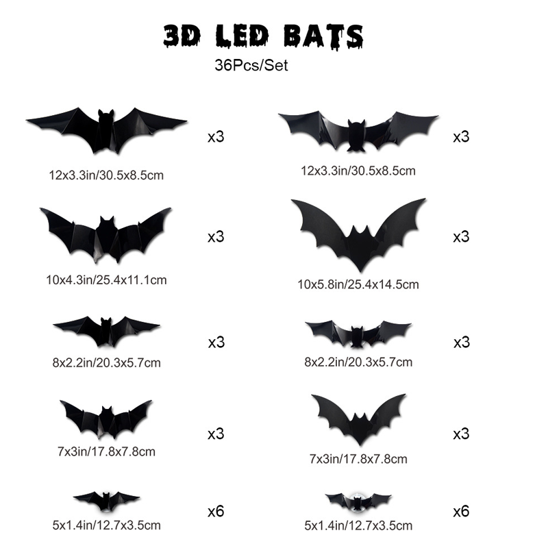 🏆Surprise Price: Only £8.99!!!🦇Halloween 3D Bat LED Wall Light Decor