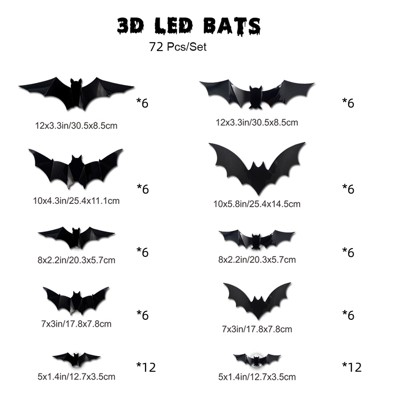 🏆Surprise Price: Only £8.99!!!🦇Halloween 3D Bat LED Wall Light Decor
