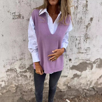 🌸💥 Limited Time Discount 60% OFF💐 Women's Casual V-Neck Knit Sweater Vest