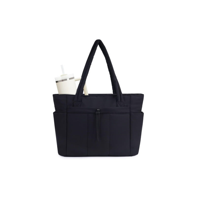 💕Hot Sale 50% OFF🎁Wandering Nature Puffer Tote Bag with Cup Holder & Laptop Compartment & Trolley Sleeve for Travel, Work, Nurse, Women