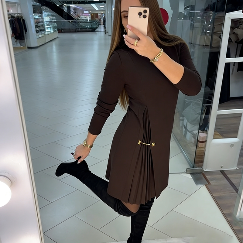 Hot sale 60% OFF 🎁Elegant Long Sleeve Pleated Panel Dress