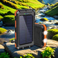 Portable Solar Power Bank, Solar Powered Charger with Dual LED Flashlights, Power Bank for Travel, Camping