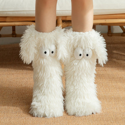 📢📢13.99 Buy 1 Get 1 Free!!!💗LAST DAY SALE 50% OFF⚡50K+ SOLD💕Women's Plush Slippers Socks Floor Socks Winter Home Indoor Thickened Fleece-Lined Anti-Slip Adult Women's Plush Snow Socks Shoe Covers