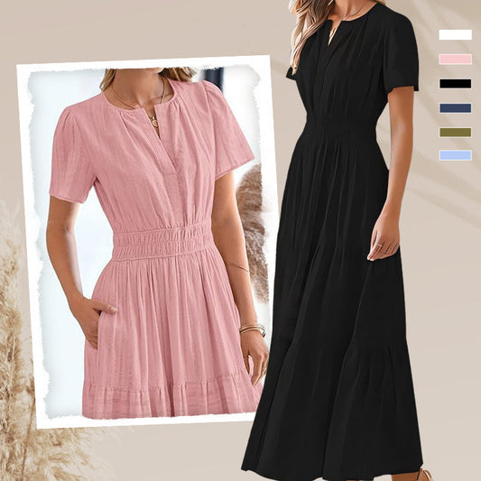 💕HOT SALE 67% OFF💕Women's Boho Chic Smocked Waist Maxi Dress